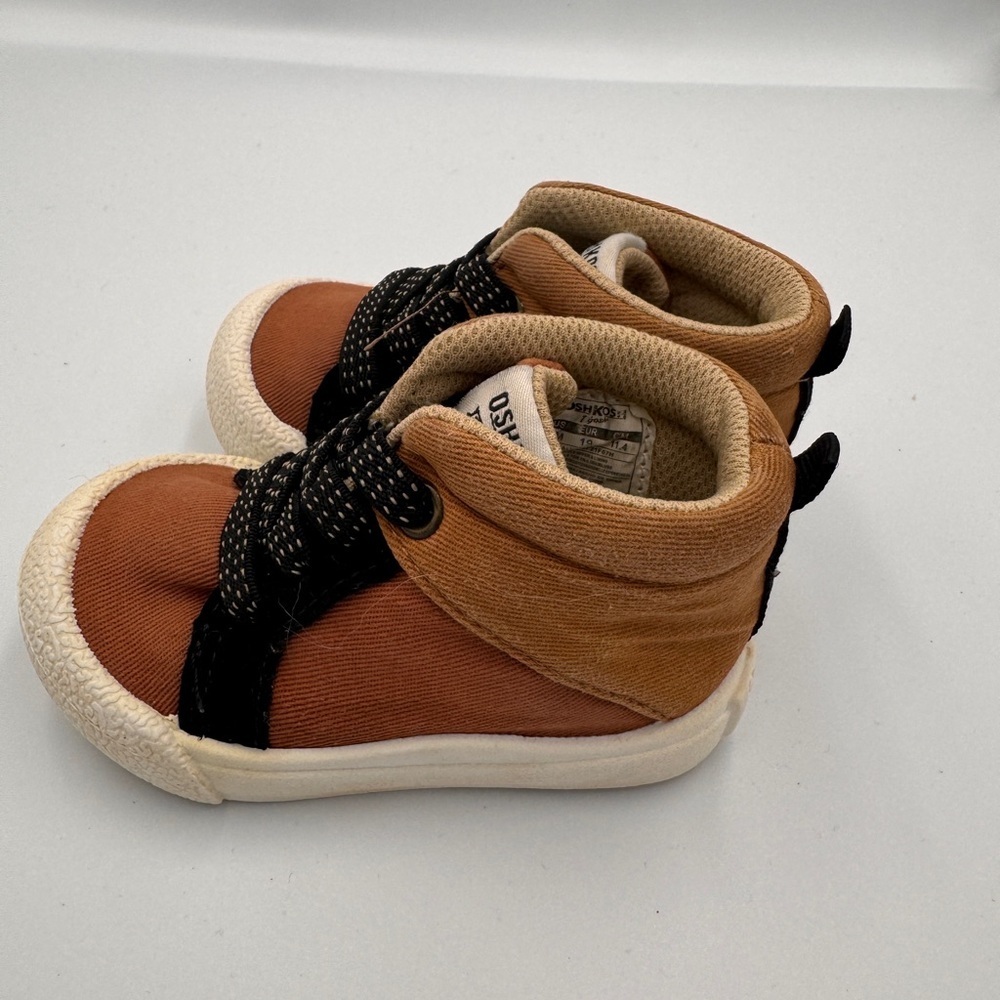 OshKosh B'gosh Toddler Size 4 Boys Girls Kids Brown Black HighTop Sneakers Shoes - Picture 3 of 7